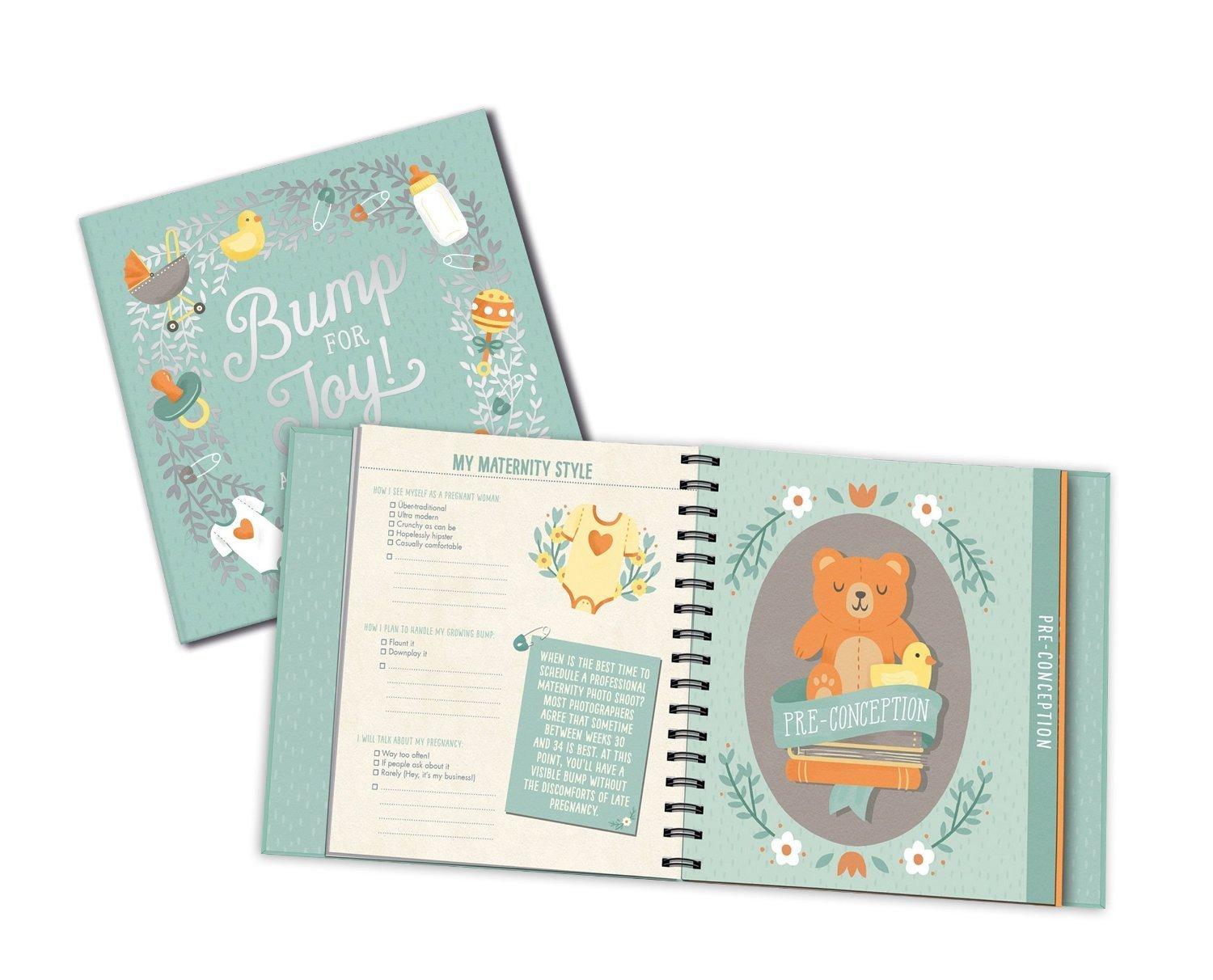 Bump for Joy Green Hardcover Pregnancy Journal with Spiral Binding