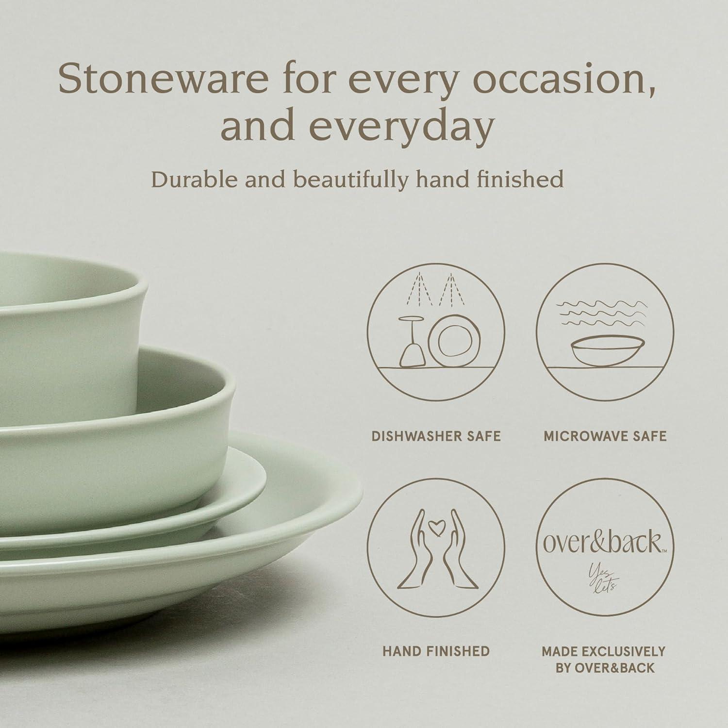 over&back Rimmed 16-Piece Semi Hand-Finished Stoneware Dinnerware Set, Service for 4