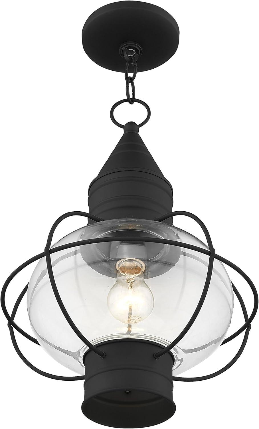 Black Nautical Outdoor Pendant Light with Clear Glass Globe