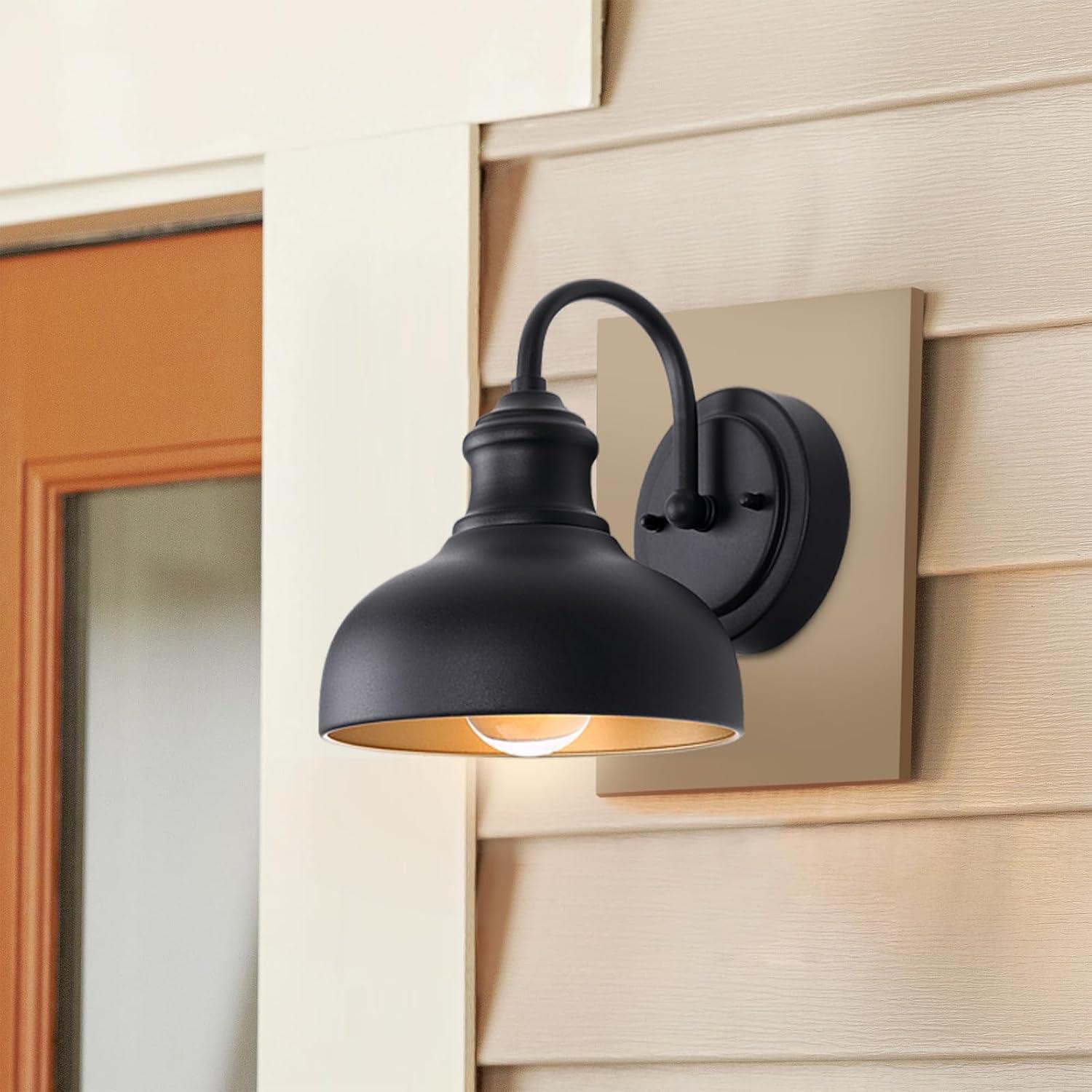 GOALPLUS Black Outdoor Gooseneck Light for Barn, Small Farmhouse Exterior Light Fixtures