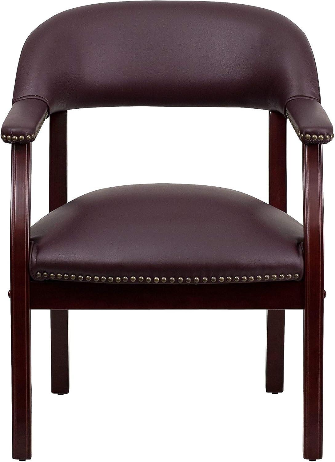 Leather Seat Waiting Room Chair with Wood Frame