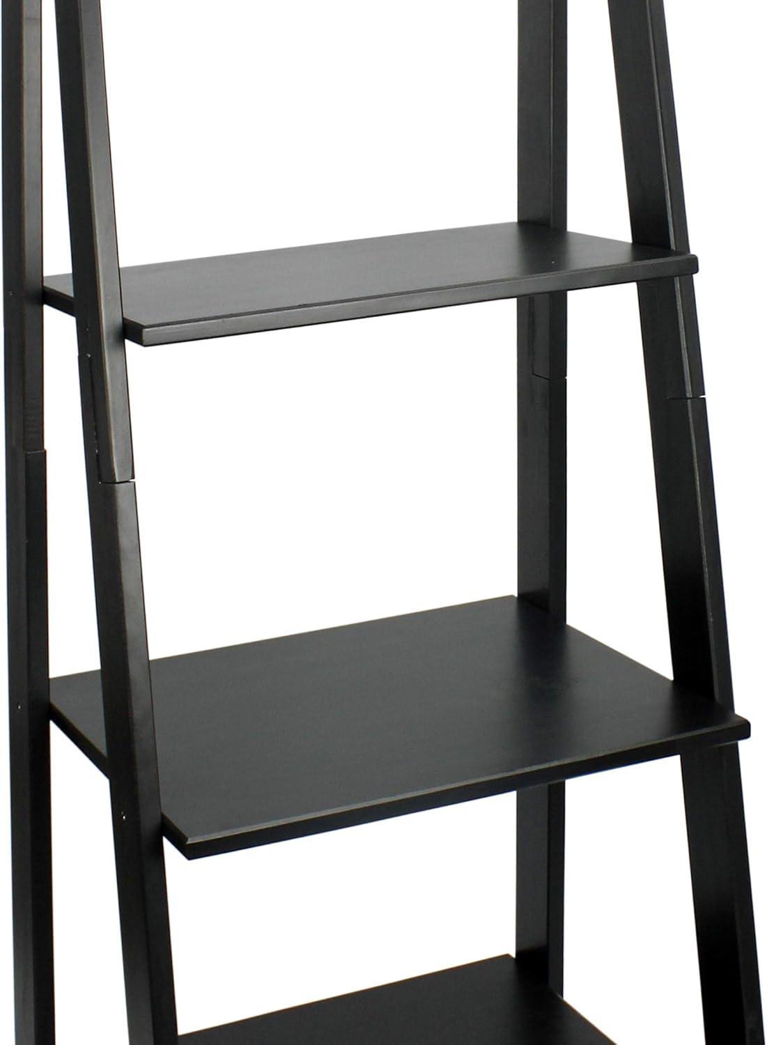 Adeptus Solid Wood 5 Shelf Ladder Bookcase - Black