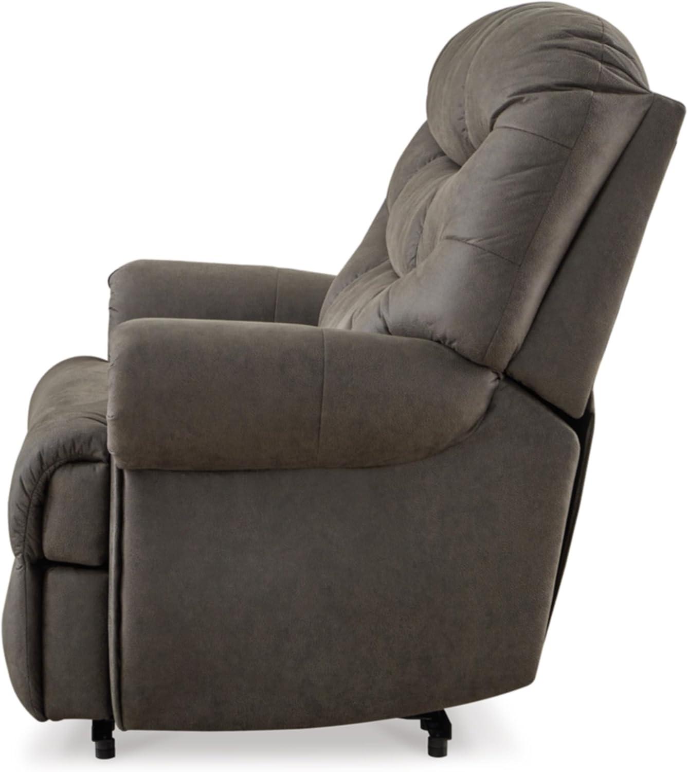 Brown Faux Leather Traditional Recliner with Manufactured Wood Frame