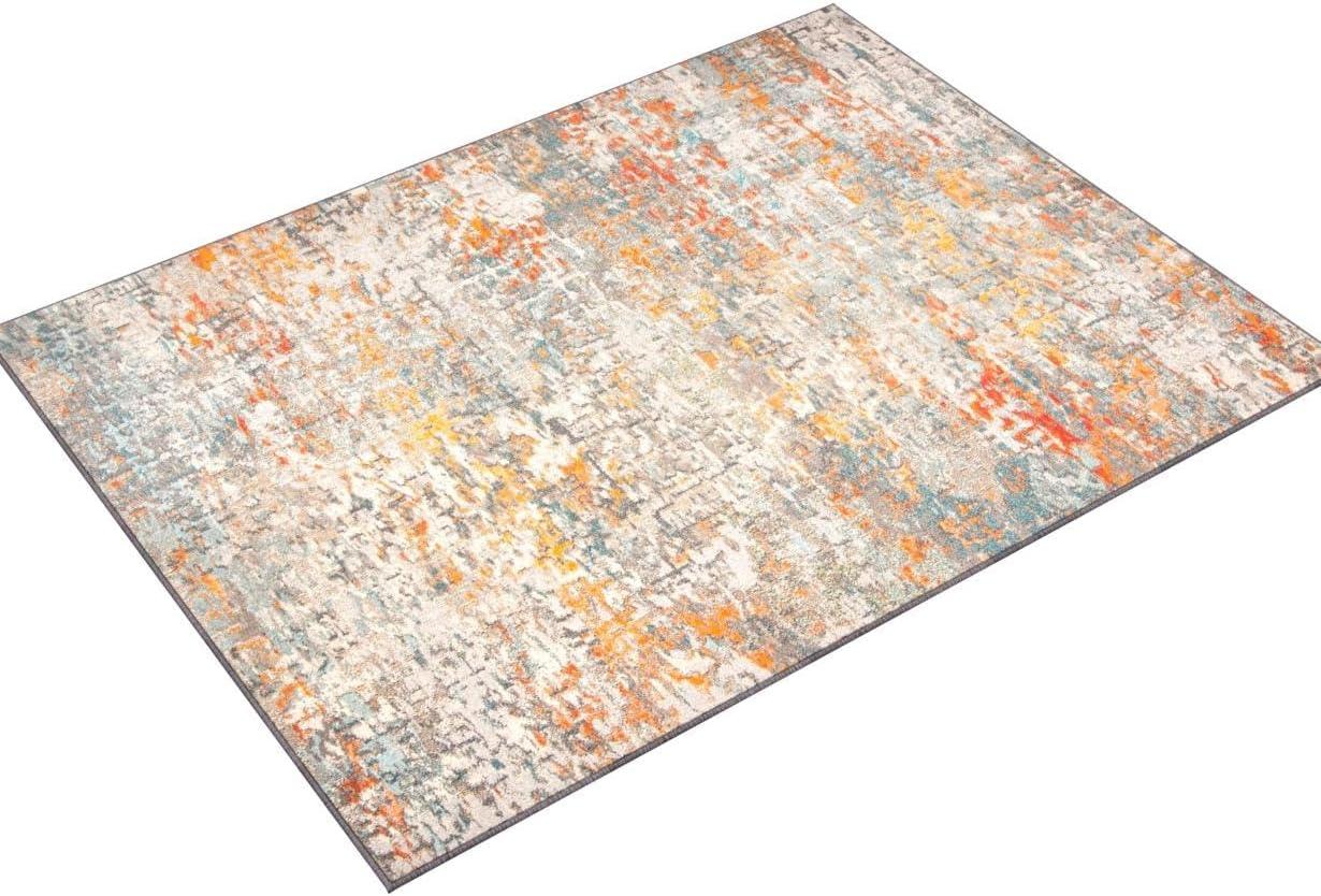 Madison Abstract Gray/Orange Area Rug