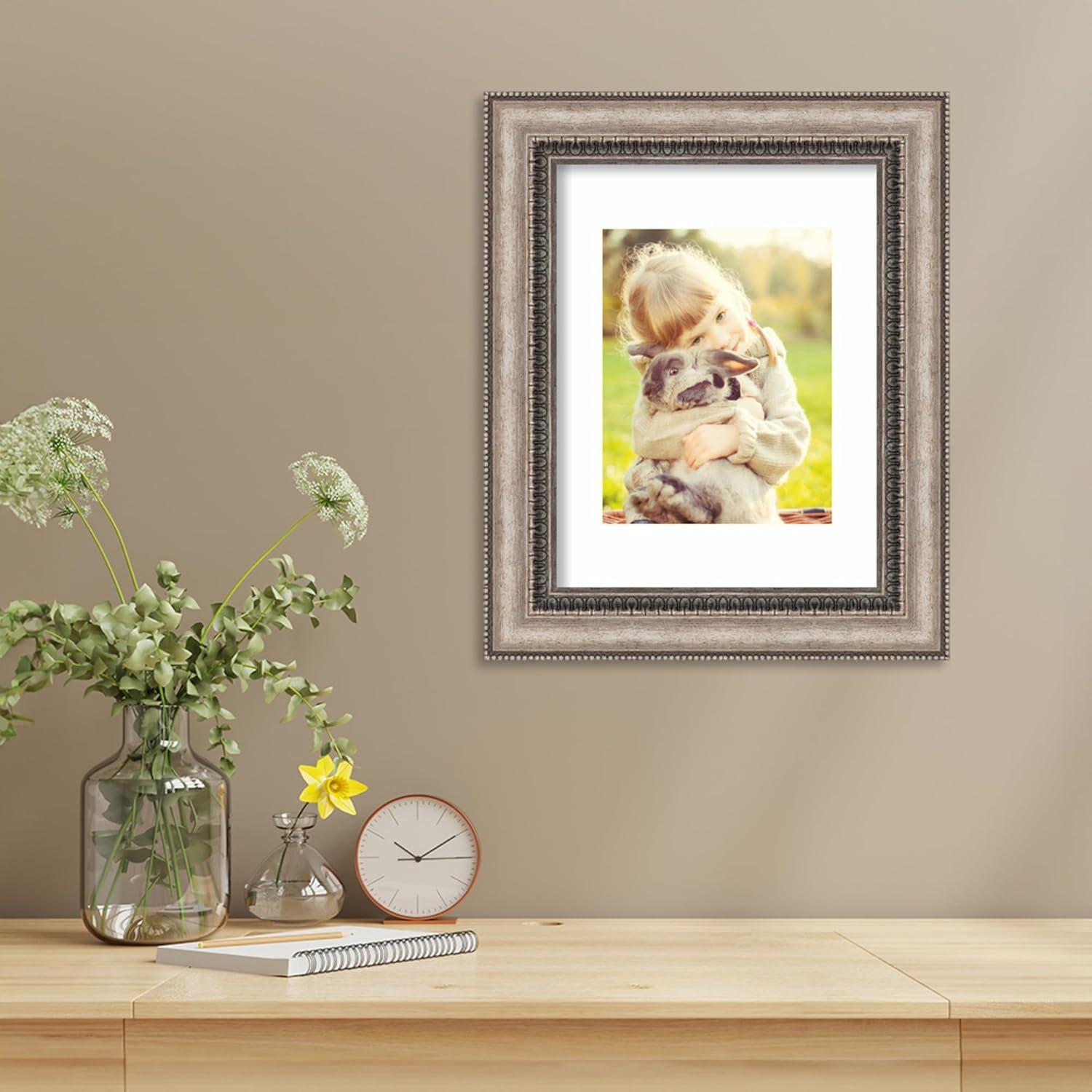 Amanti Art Lyla Ornate Silver Picture Frame Opening Size 11x14 in. (Matted To 8x10 in.)