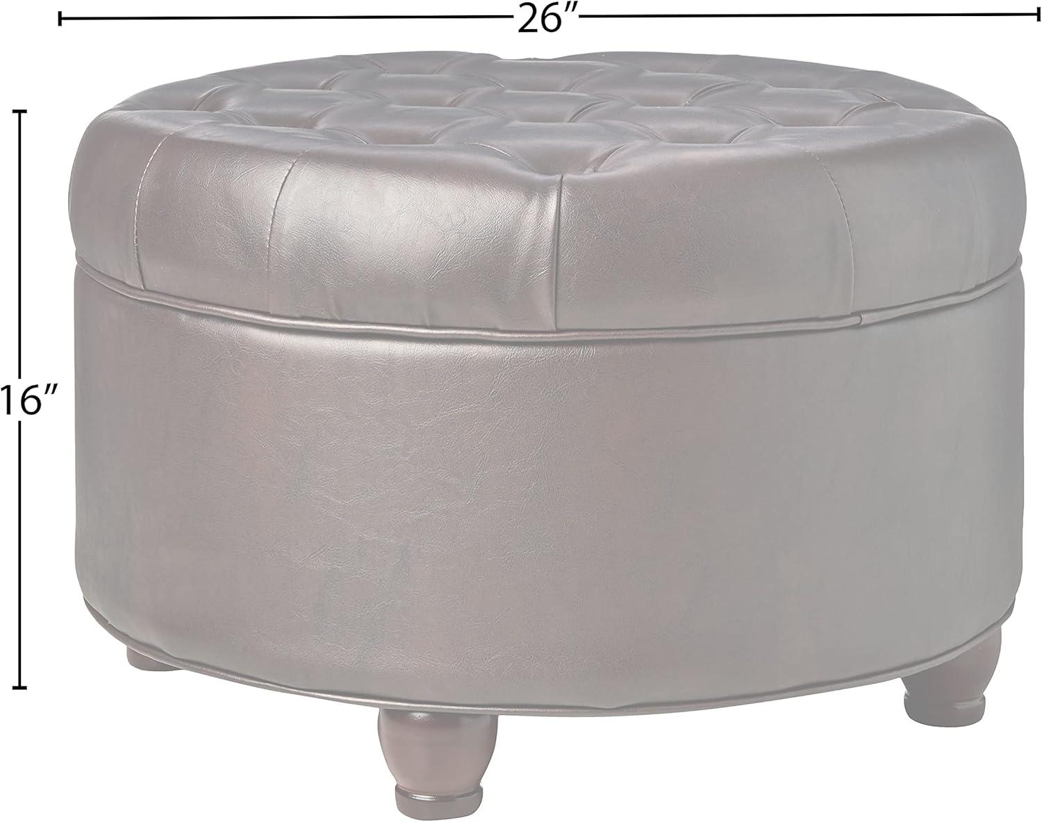 Large Tufted Round Storage Ottoman - HomePop