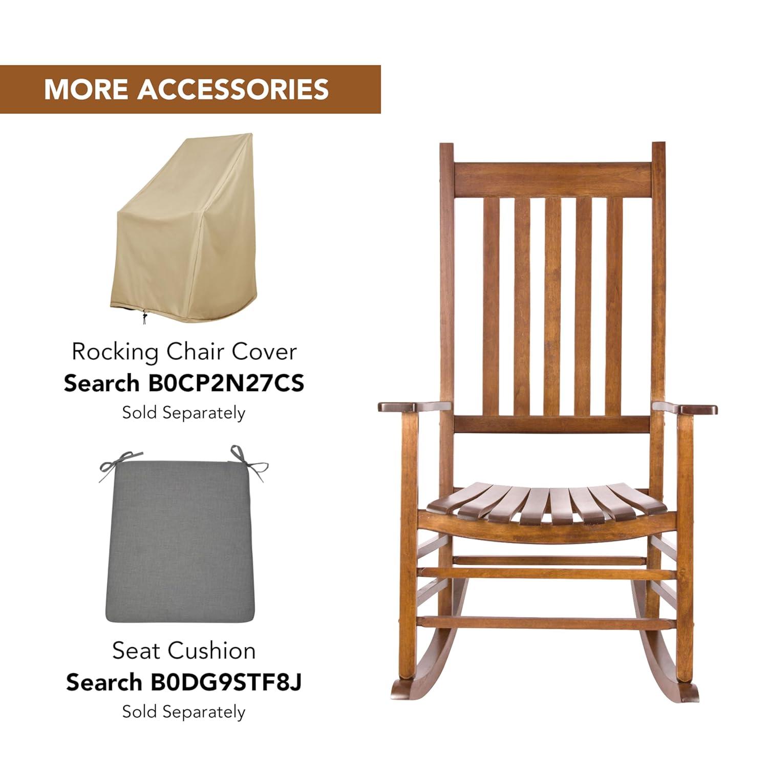 Shine Company Vermont Hardwood Outdoor Porch Patio Furniture Rocker Chair, Oak
