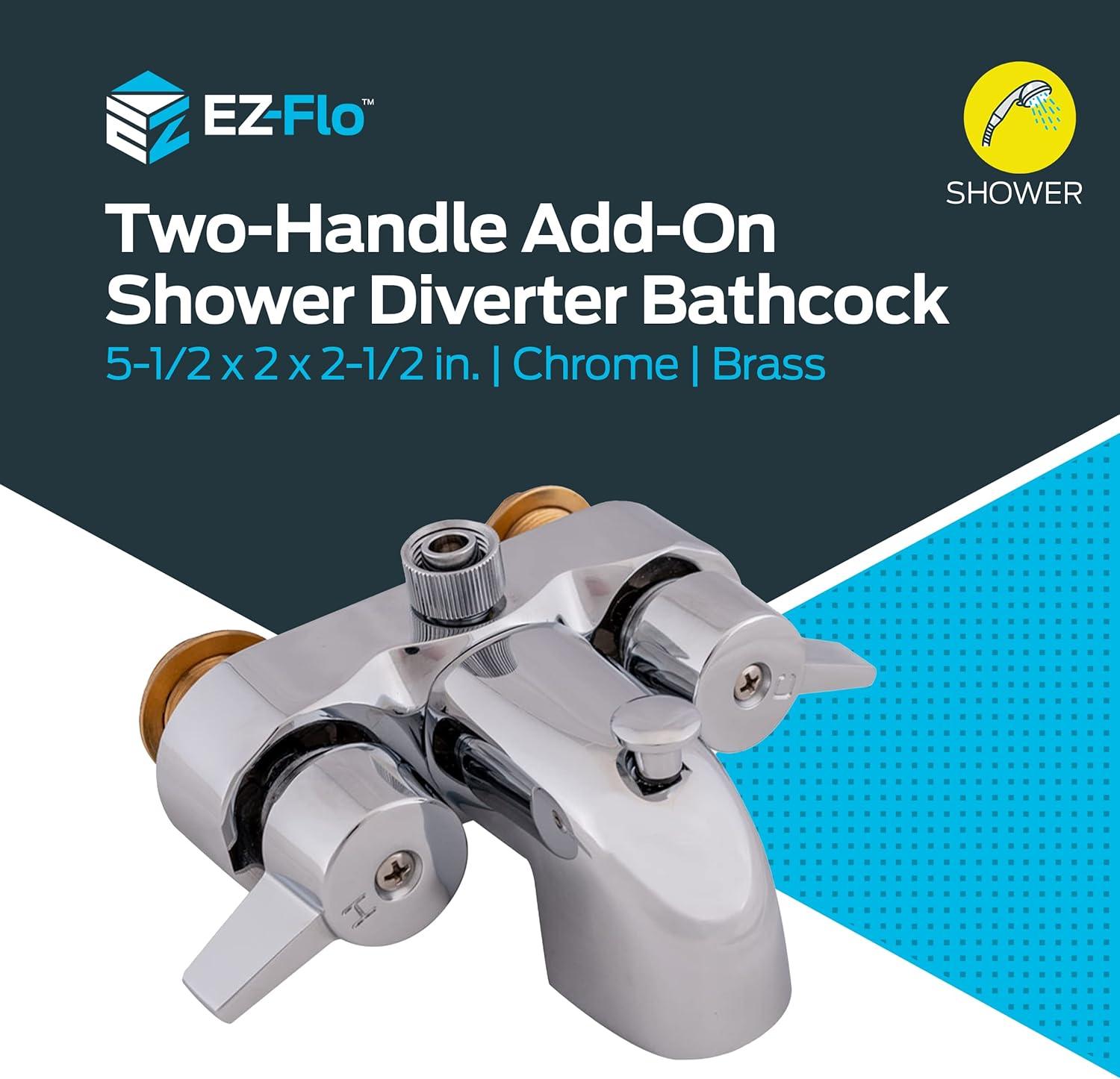 EZ-FLO 11129 Two-Handle Add-On Shower Diverter Bathcock, Chrome