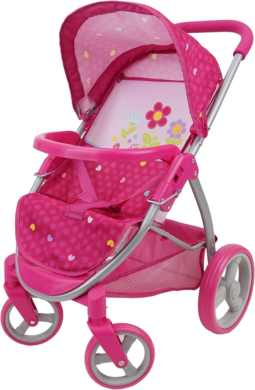 Garden Twin Doll Stroller W/ Front Swivel Wheels