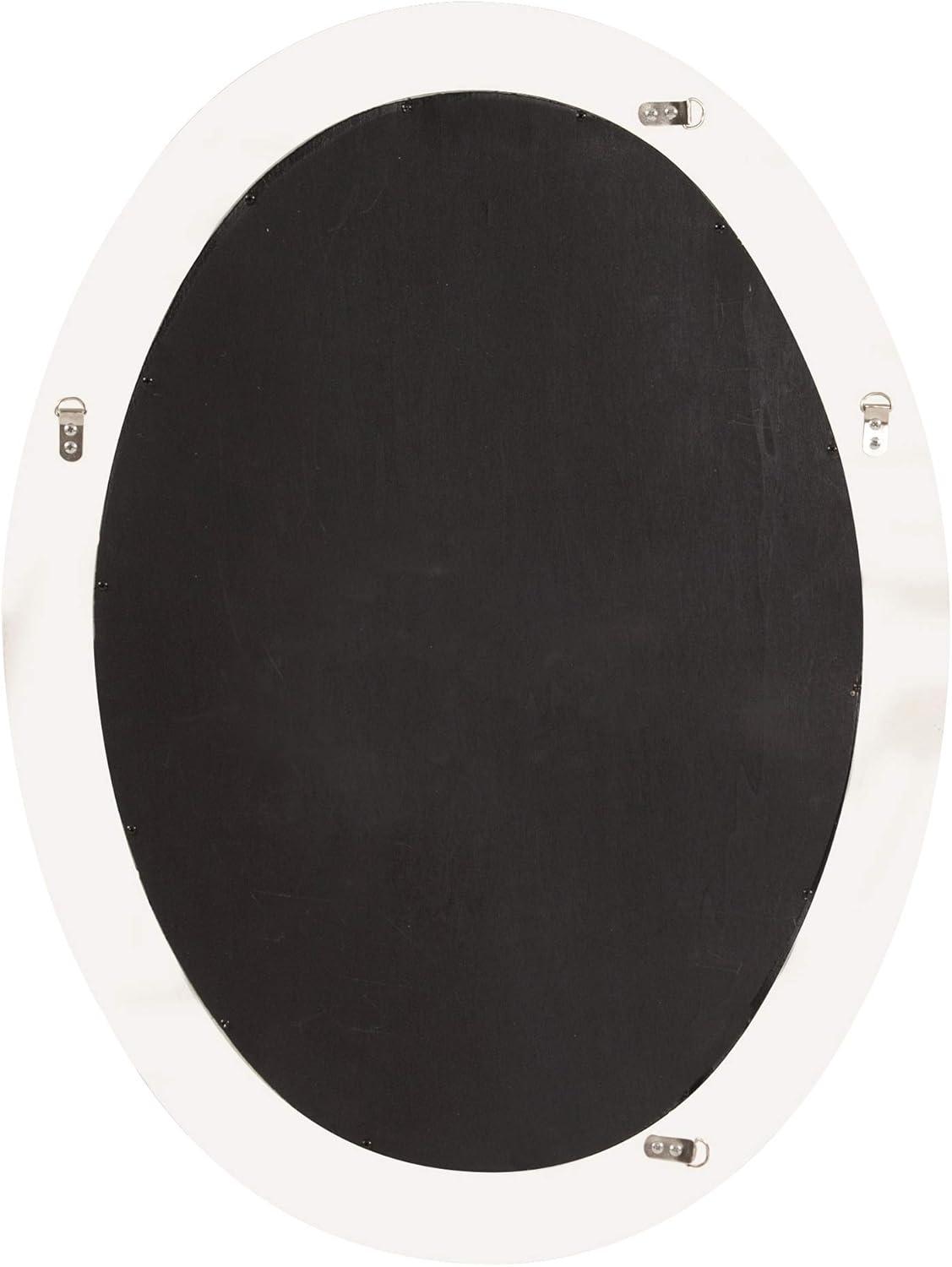 Glossy Black Oval Wood Framed Wall Mirror