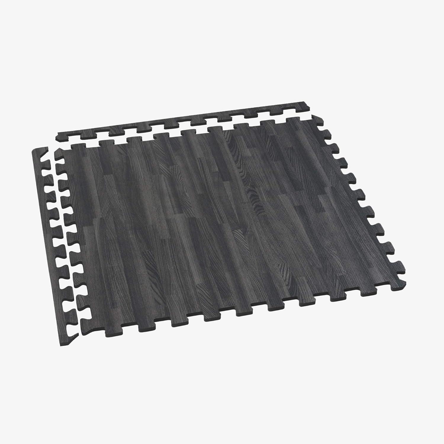 Dark Wood Grain Interlocking Foam Floor Tiles, 24" x 24"