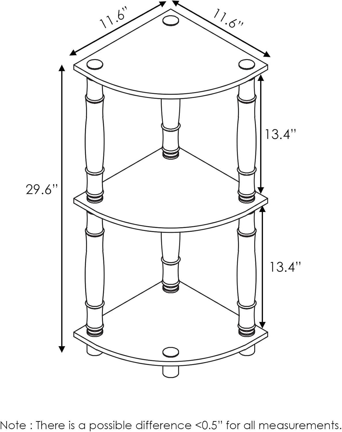 Furinno Turn-N-Tube 11.6"W x 11.6"D x 29.6"H 3-Shelf Freestanding Shelves, Espresso and Black