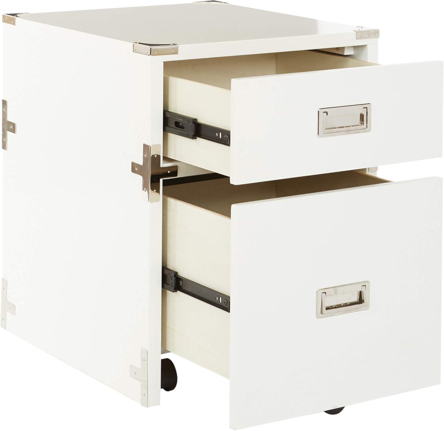 Wellington White 2-Drawer Campaign Style File Cabinet