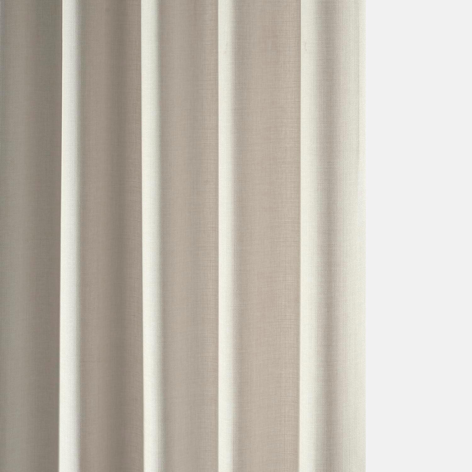 Half Price Drapes Parchment Cream Faux Linen Room Darkening Curtains for Bedroom(1 Panel),50W X 108L