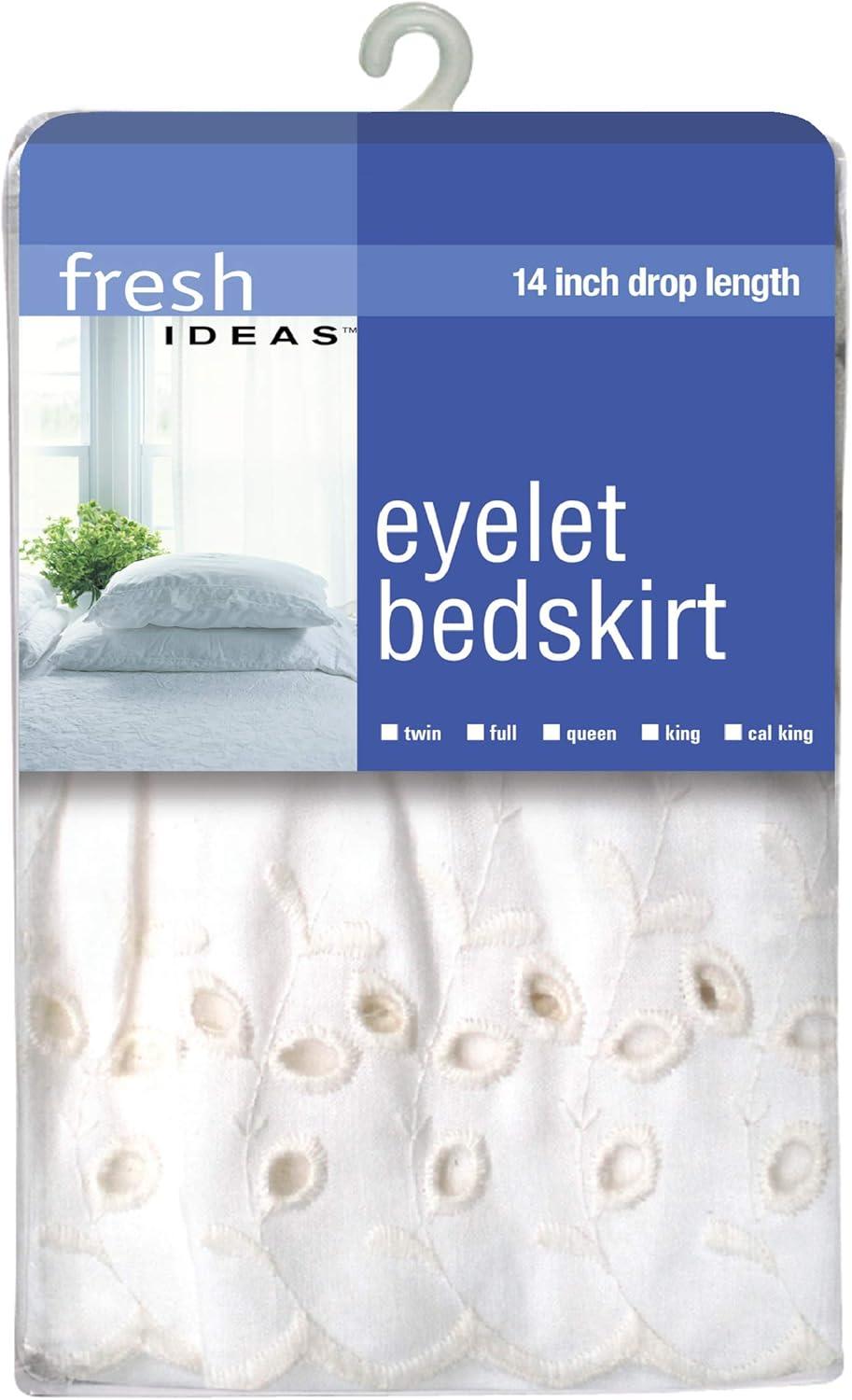 Fresh Ideas Ruffled Eyelet 14" Bed Skirt, Twin, White