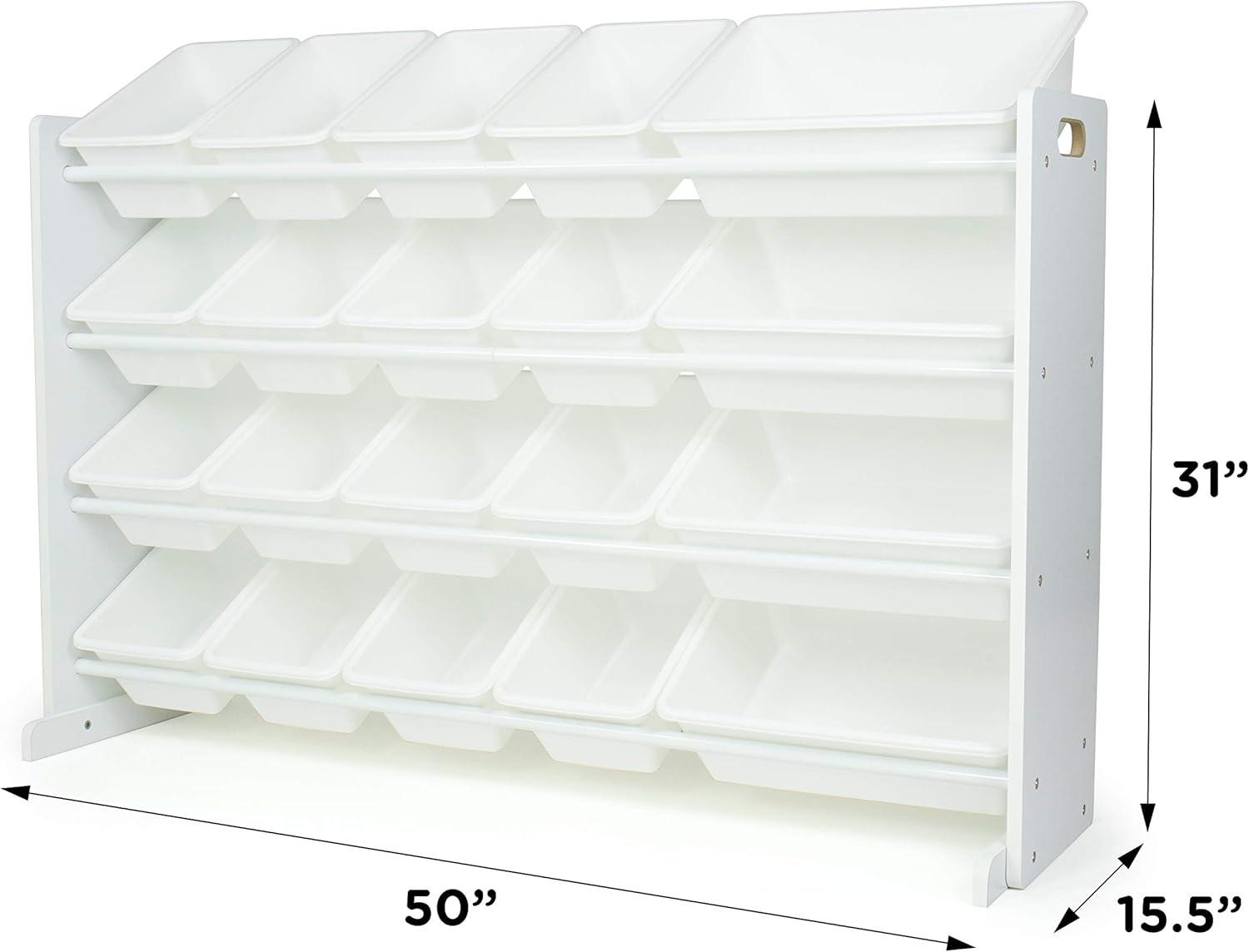 Cambridge Extra Large Kids' Toy Storage Organizer with 20 Storage Bins White - Humble Crew: MDF Bin Shelves, 4 Shelves