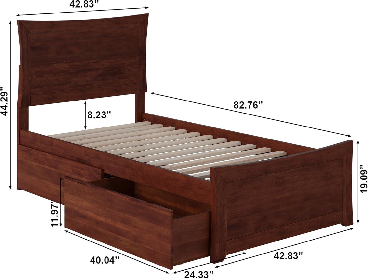 AR9012114 Metro Platform Bed with 2 Urban Bed Drawers, Twin XL, Walnut