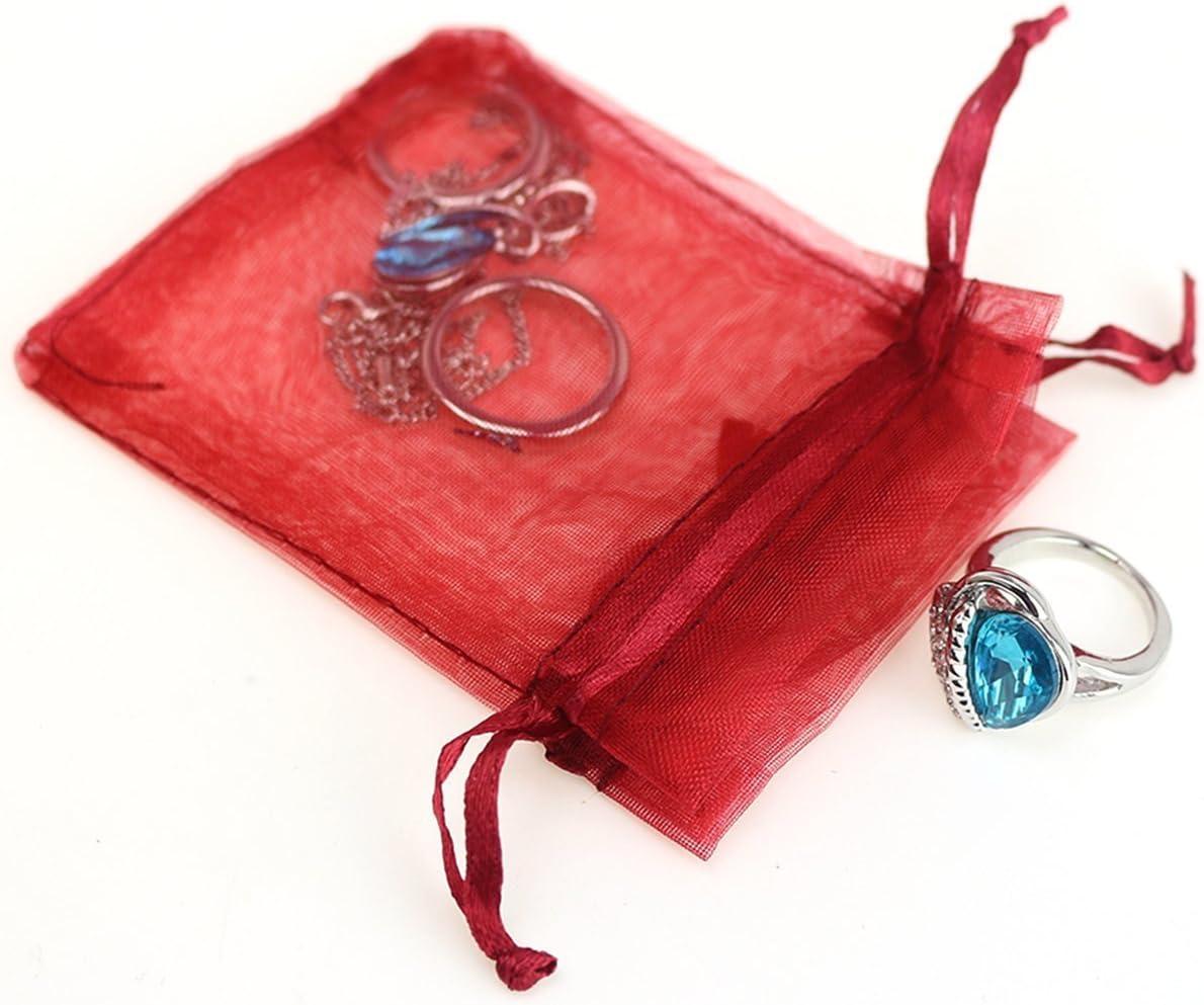 100PCS 4x6inch (10x15cm) Drawstring Organza Jewelry Favor Pouches Wedding Party Festival Gift Bags Candy Bags (Red)
