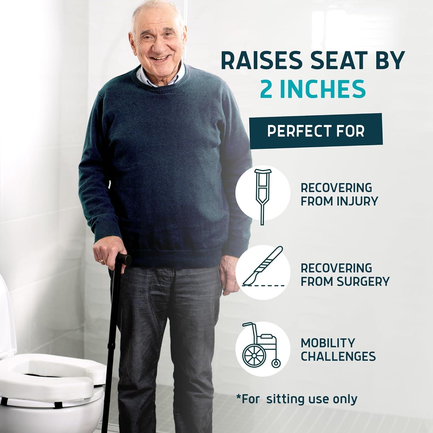 White High-Density Foam Raised Toilet Seat Cushion