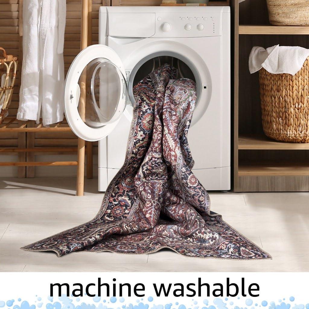 Keen Home Design Machine Washable Area Rugs with Non-slip Backing, Ideal for Hallway, Living Room, Bedroom, Kitchen and Laundry Room, Vintage Moroccan and Low Pile Rug ( 3' x 5' )