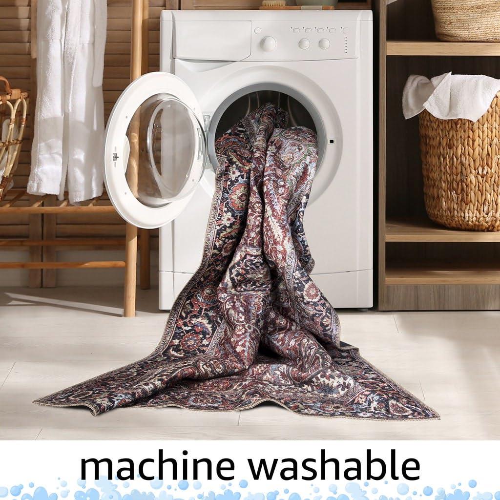 Keen Home Design Machine Washable Area Rugs with Non-slip Backing, Ideal for Hallway, Living Room, Bedroom, Kitchen and Laundry Room, Vintage Moroccan and Low Pile Rug ( 3' x 5' )