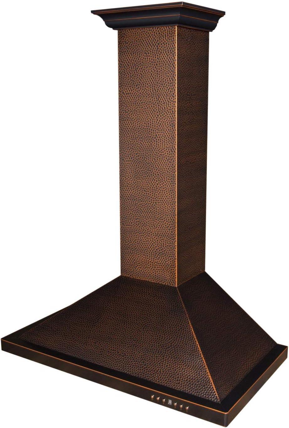 Hand-Hammered Copper 30" Convertible Wall Mount Range Hood