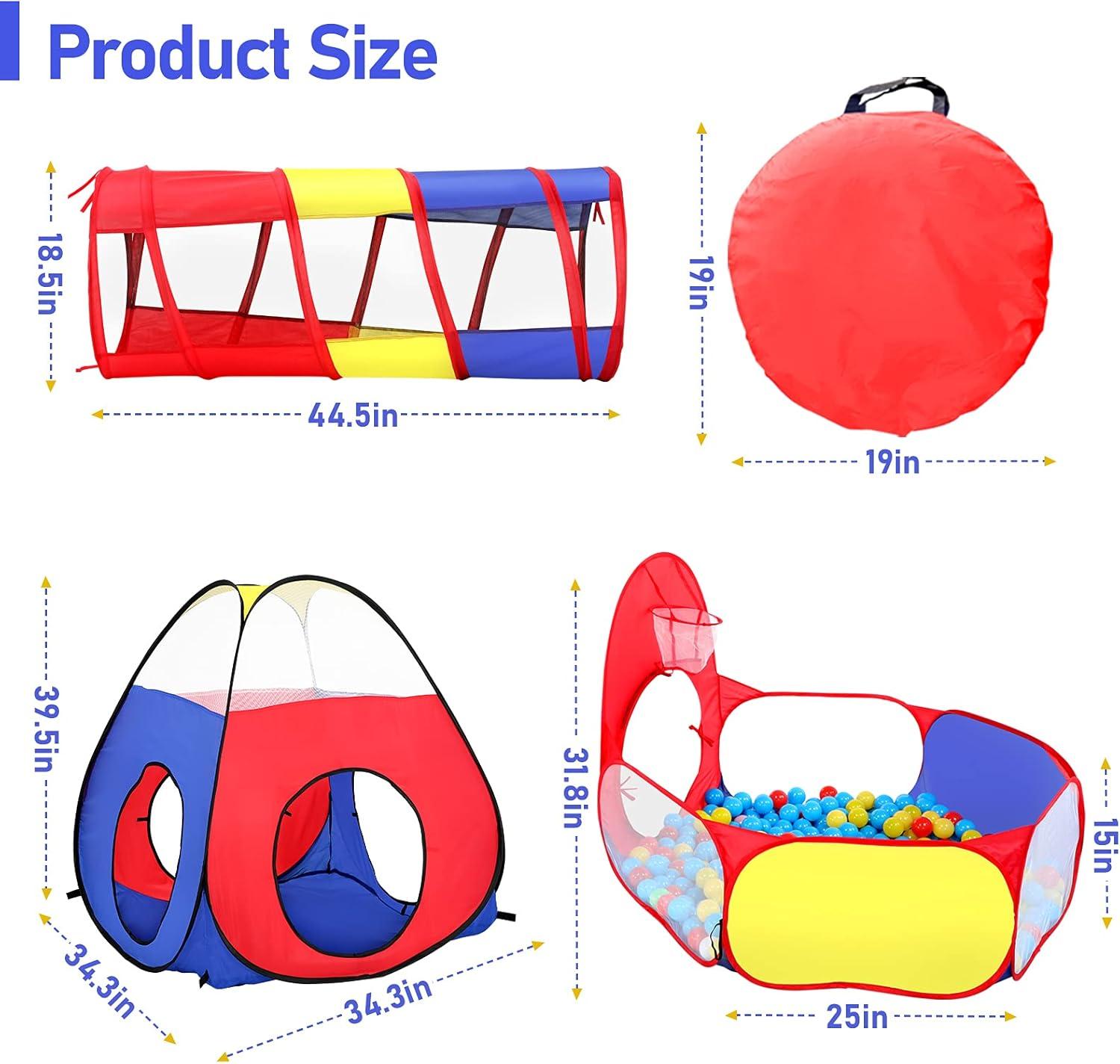 Blue Ocean 3-Piece Kids Play Tent with Tunnel and Ball Pit