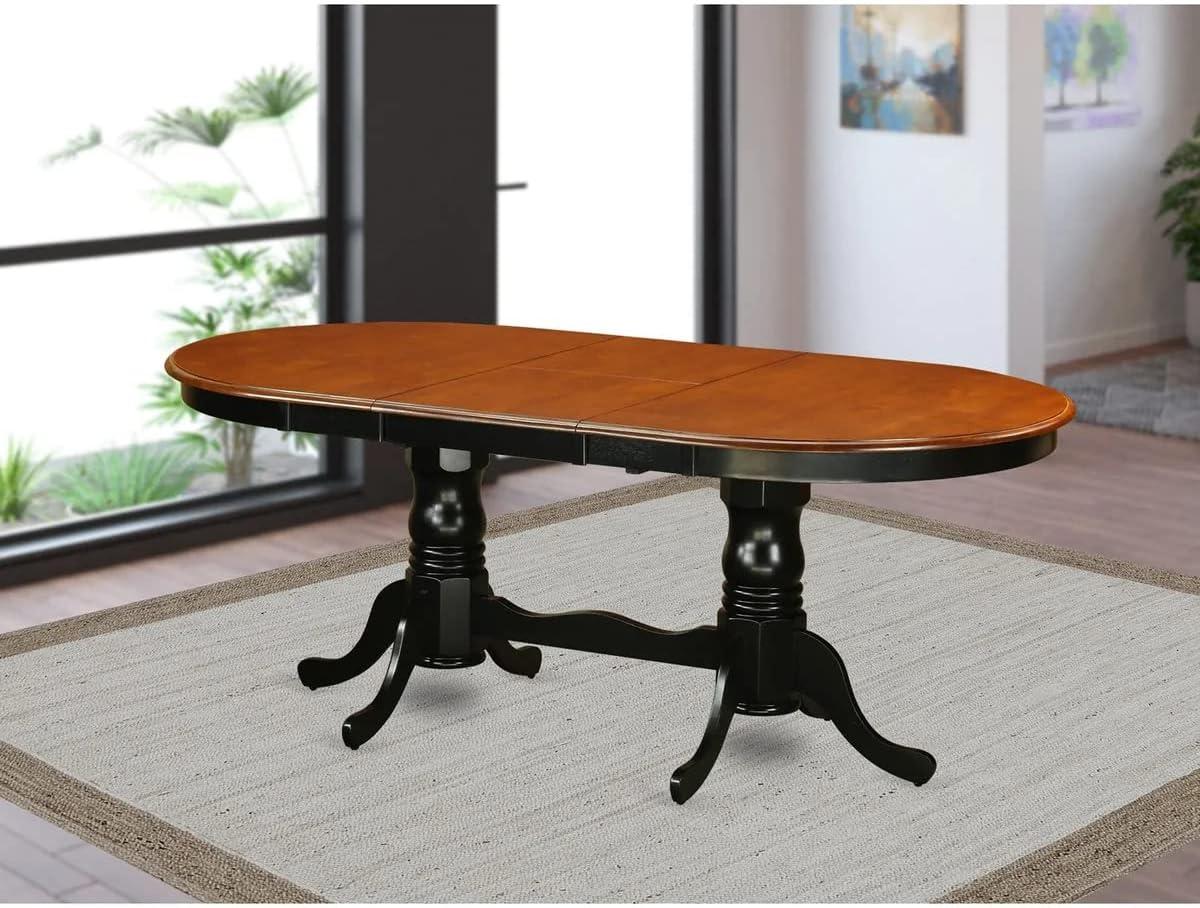 Plainville Dining Table - Charming Country Casual Design, Expandable to 78 Inches, Black & Cherry Color Scheme, Vintage-Inspired Legs.