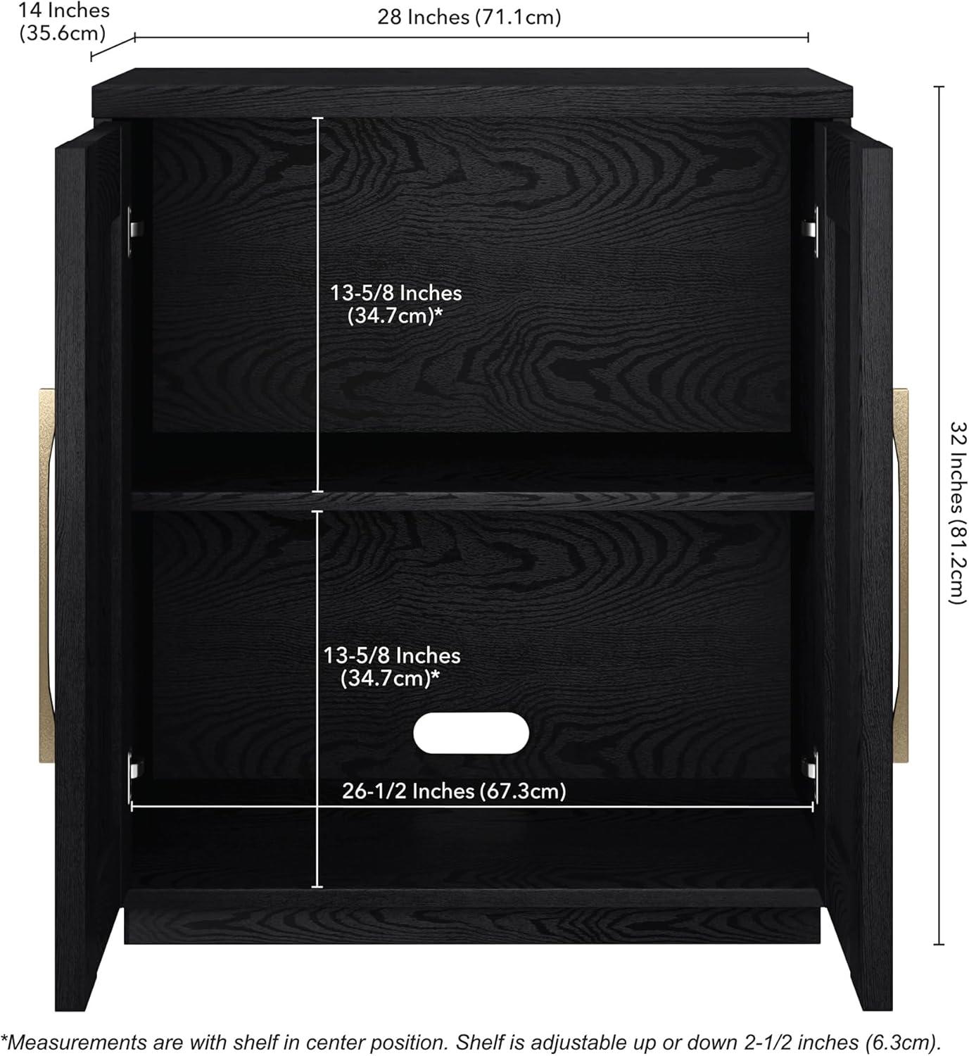 Evelyn&Zoe Tillman 28" Wide Rectangular Accent Cabinet, Black Grain