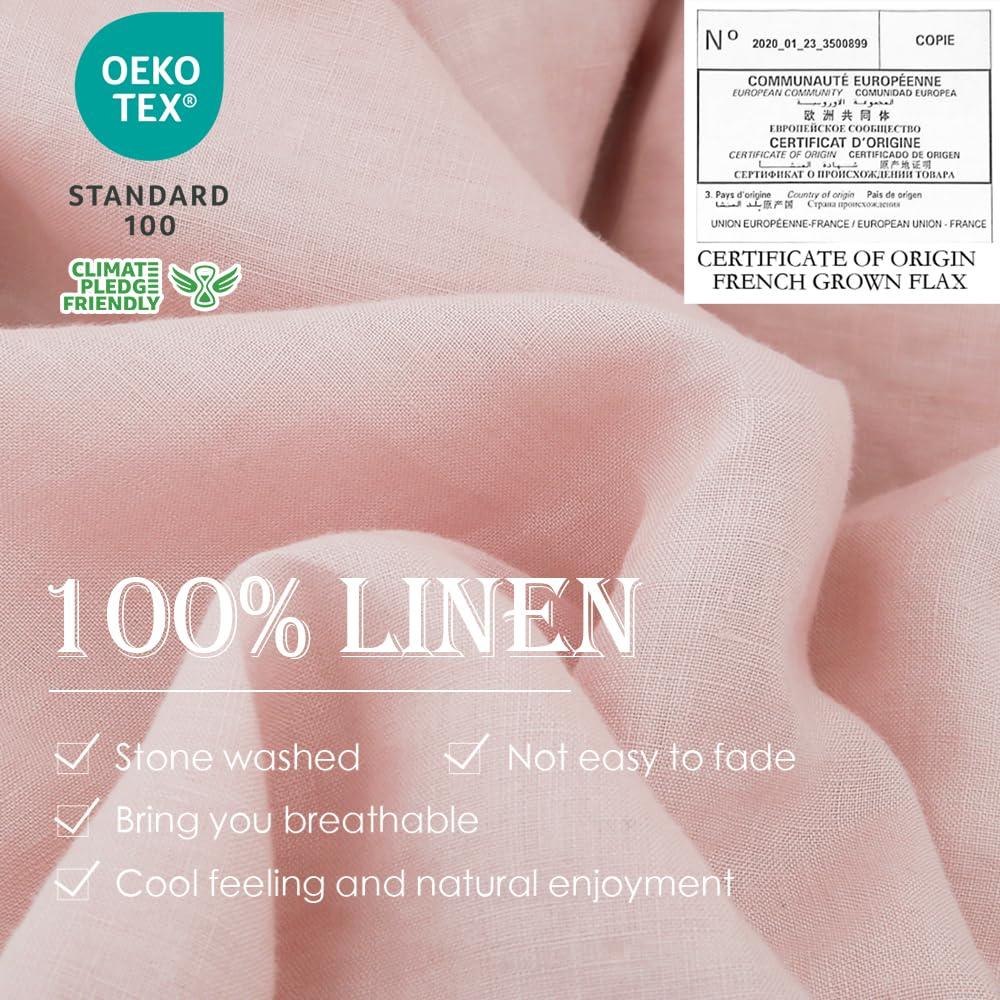 Simple&Opulence 100% Linen Duvet Cover Set with Washed-French Flax-2 Pieces Solid Color Basic Style Bedding Set-Breathable Soft Comforter Cover with 1 Pillowsham(Twin,Linen)
