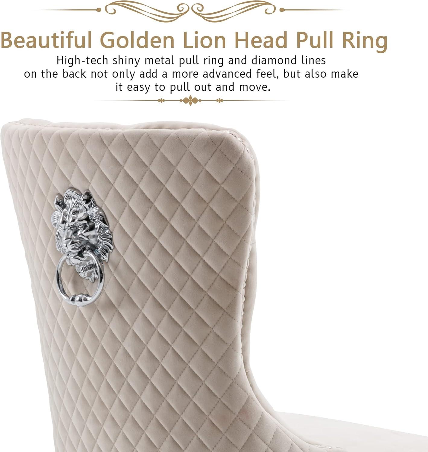 KCC Velvet Dining Chairs Set of 2, Upholstered High-end Tufted Dining Room Chair with Nailhead Back Ring Pull Trim Solid Wood Legs, Nikki Collection Modern Style for Kitchen, Black