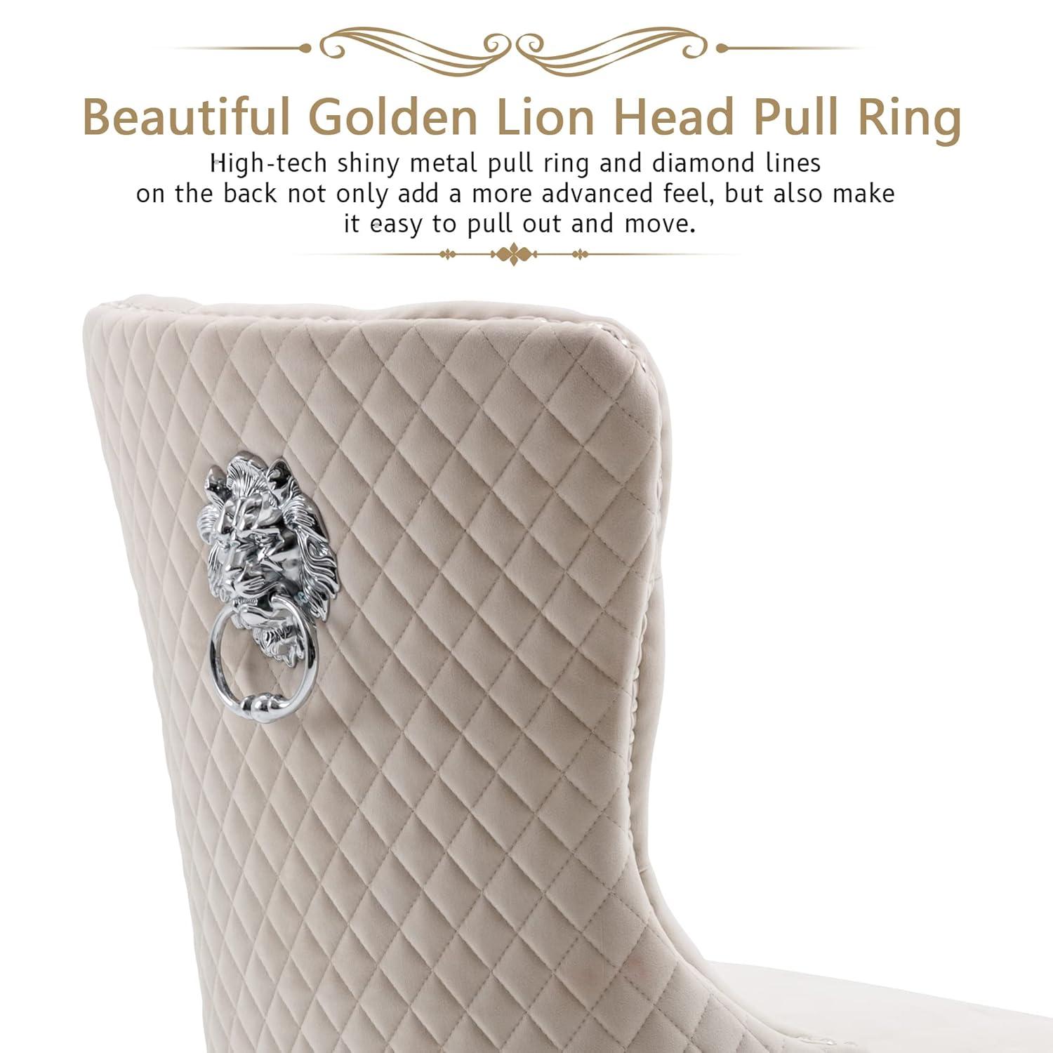 KCC Velvet Dining Chairs Set of 2, Upholstered High-end Tufted Dining Room Chair with Nailhead Back Ring Pull Trim Solid Wood Legs, Nikki Collection Modern Style for Kitchen, Black