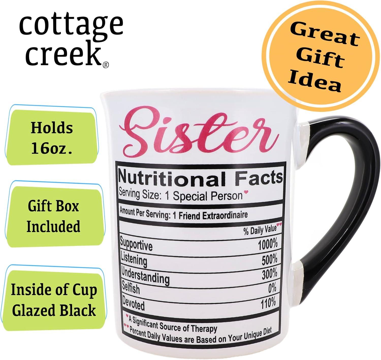 Cottage Creek Sister Mug, Sister Coffee Mug for Sisters, 16oz., 6" Multicolored