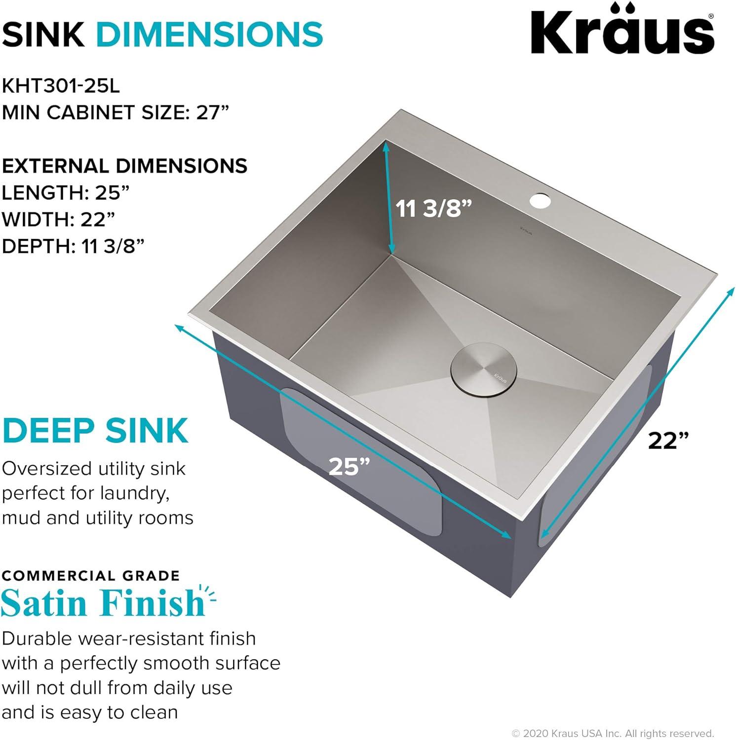 KRAUS Standart PRO Drop In 16 Gauge Bar Stainless Steel Kitchen Sink