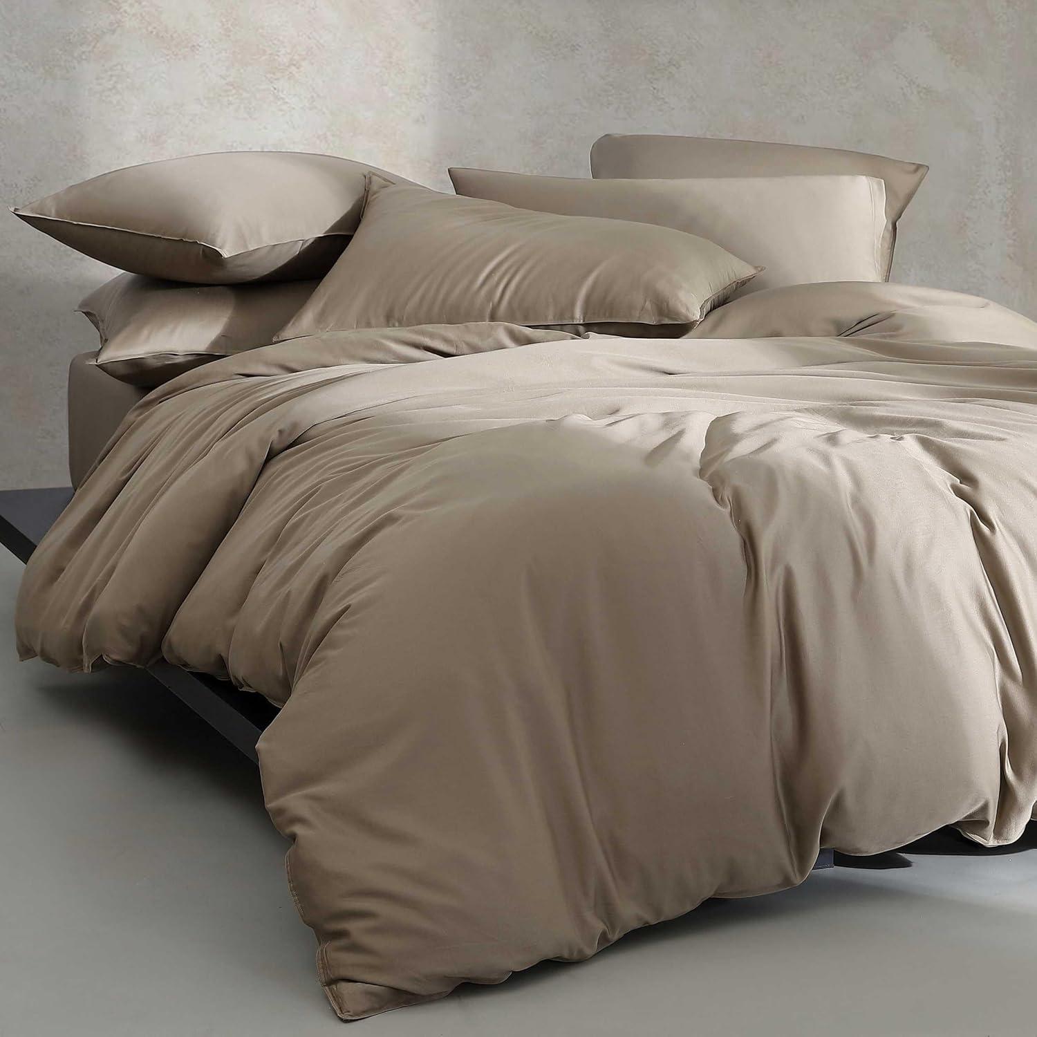 Light Brown Organic Cotton Queen Bedspread Cover Set