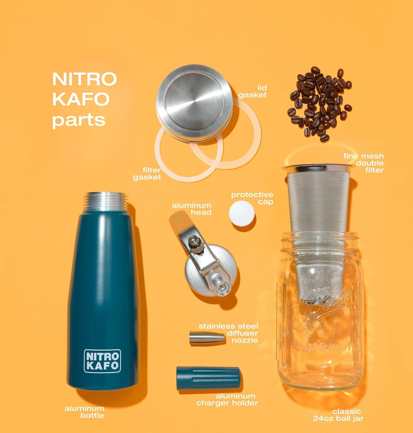 NITRO KAFO Cold Brew Maker and Nitro Cold Brew Coffee Maker with Cold Brew Mason Jar & Nitro Coffee Machine