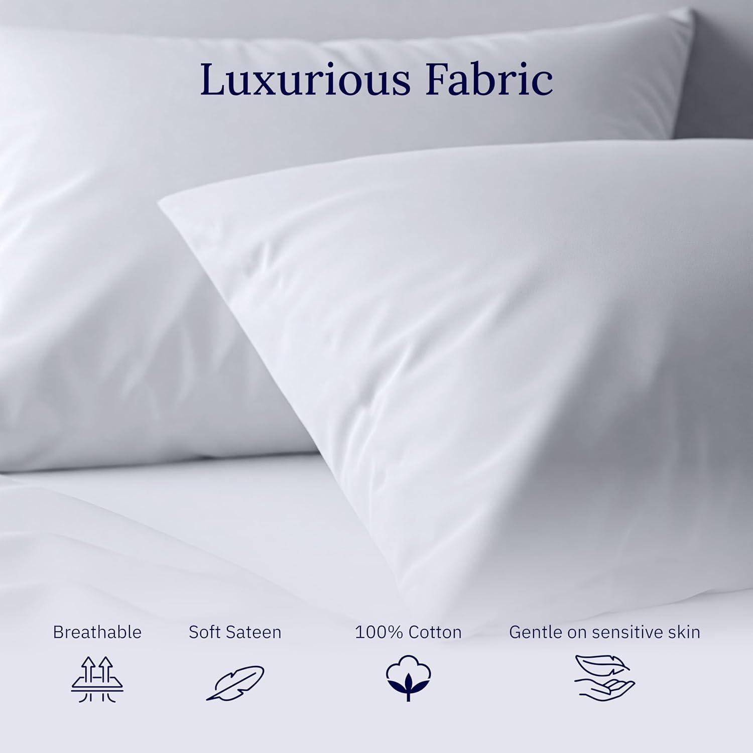 Luxury 500 Thread Count Pillowcase Set - 100% Cotton Sateen, Breathable by California Design Den - Dark Gray Striped, Standard/Queen Pillowcases