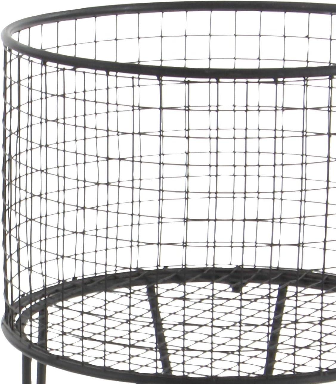 Black Metal Rolling Mesh Storage Basket with Wheels