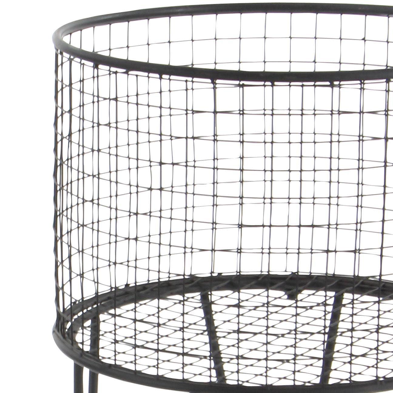 Metal Deep Set Metal Mesh Laundry Basket Storage Cart with Wheels and Handles