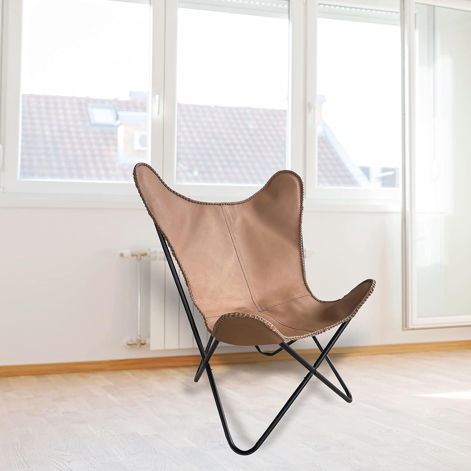 Genuine Leather Butterfly Chair  Forest Green