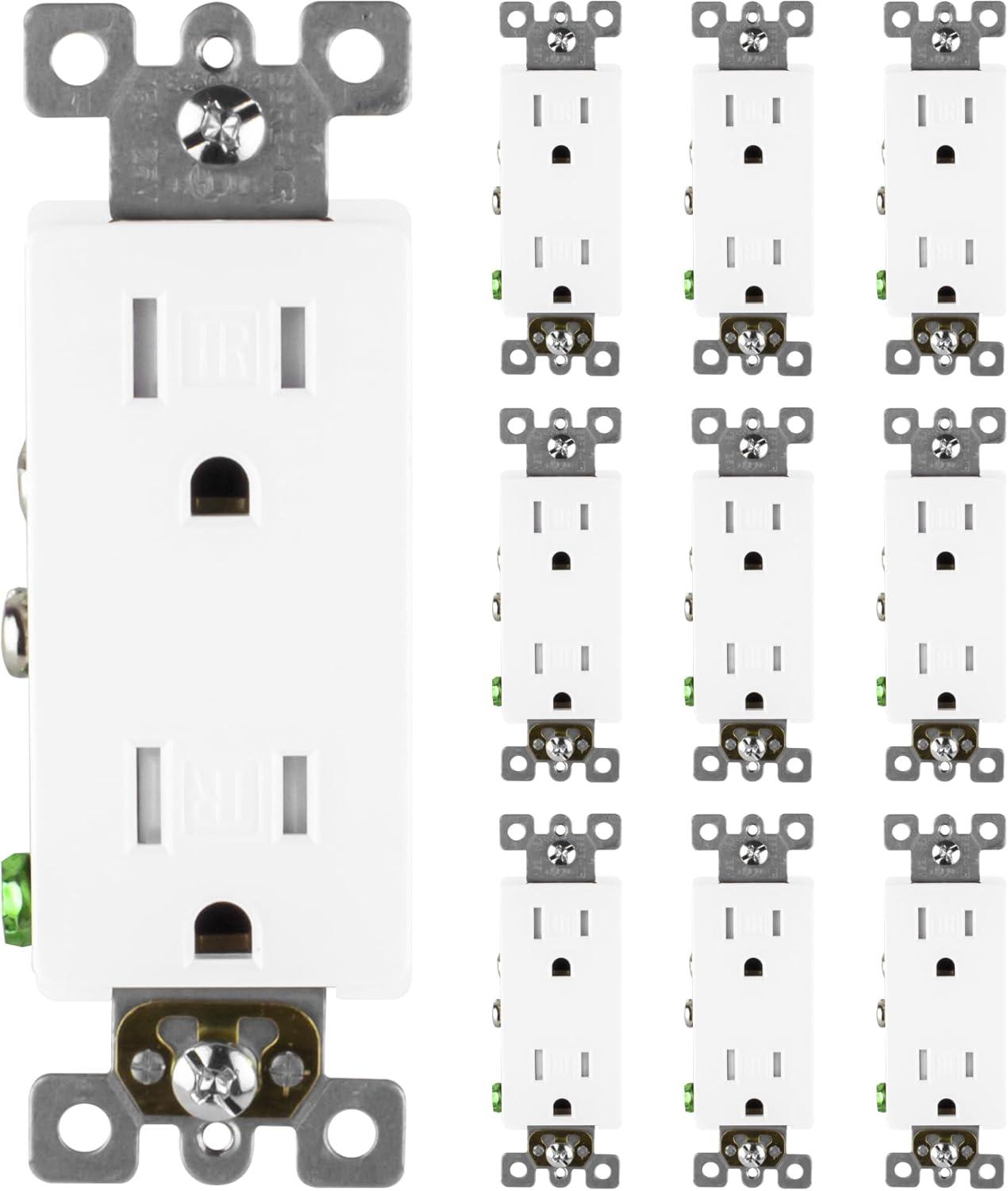 White Thermoplastic Tamper Resistant Duplex Wall Outlet