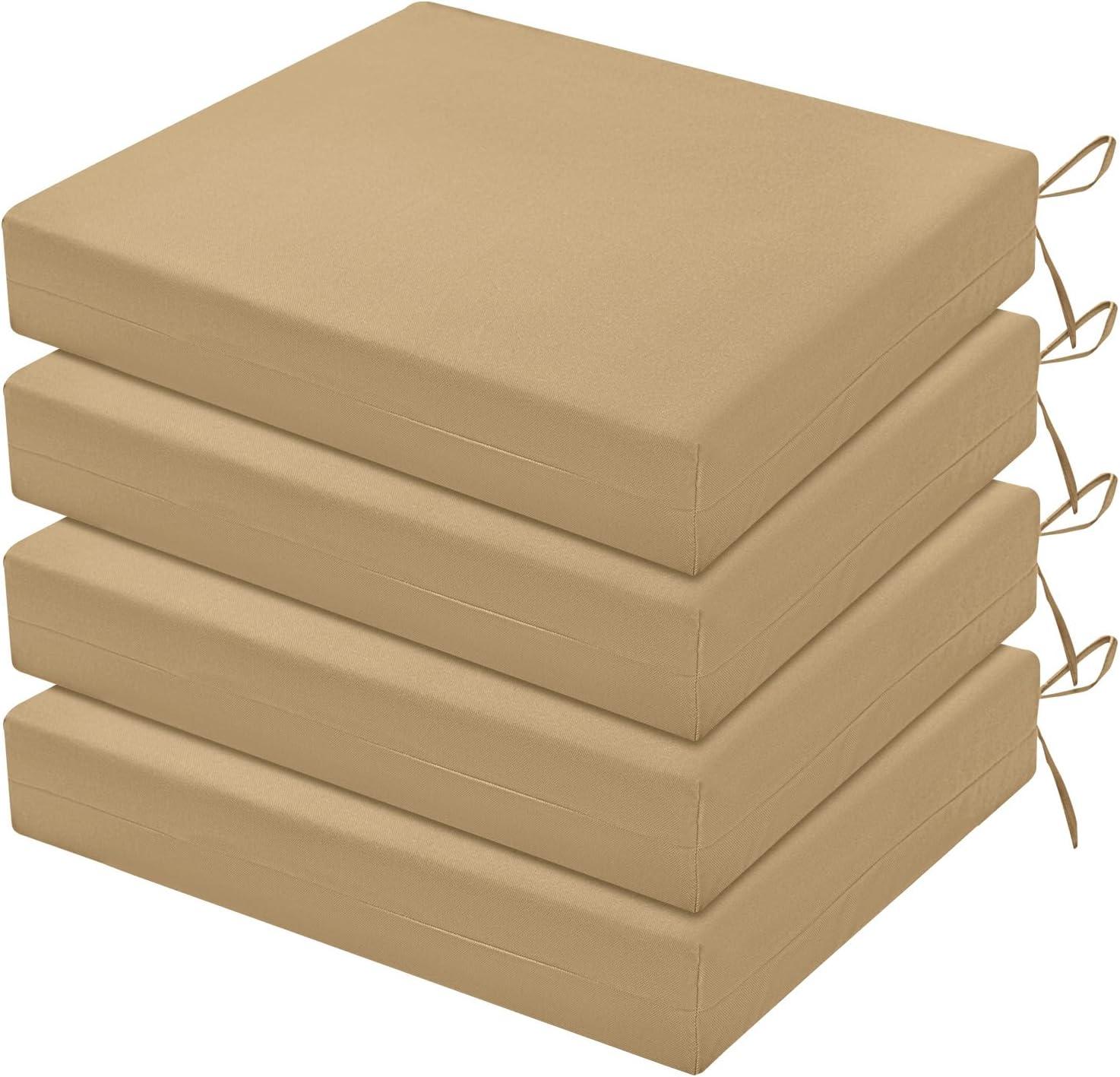 LOVTEX Outdoor Chair Cushions Set of 4, Waterproof Patio Chair Cushions with Ties, 17 x 16 x 2 inch, Floral