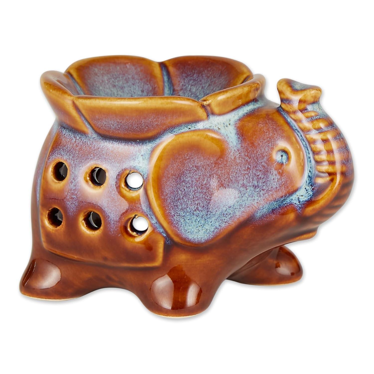 Porcelain Elephant Trio Oil Warmers in Multicolor
