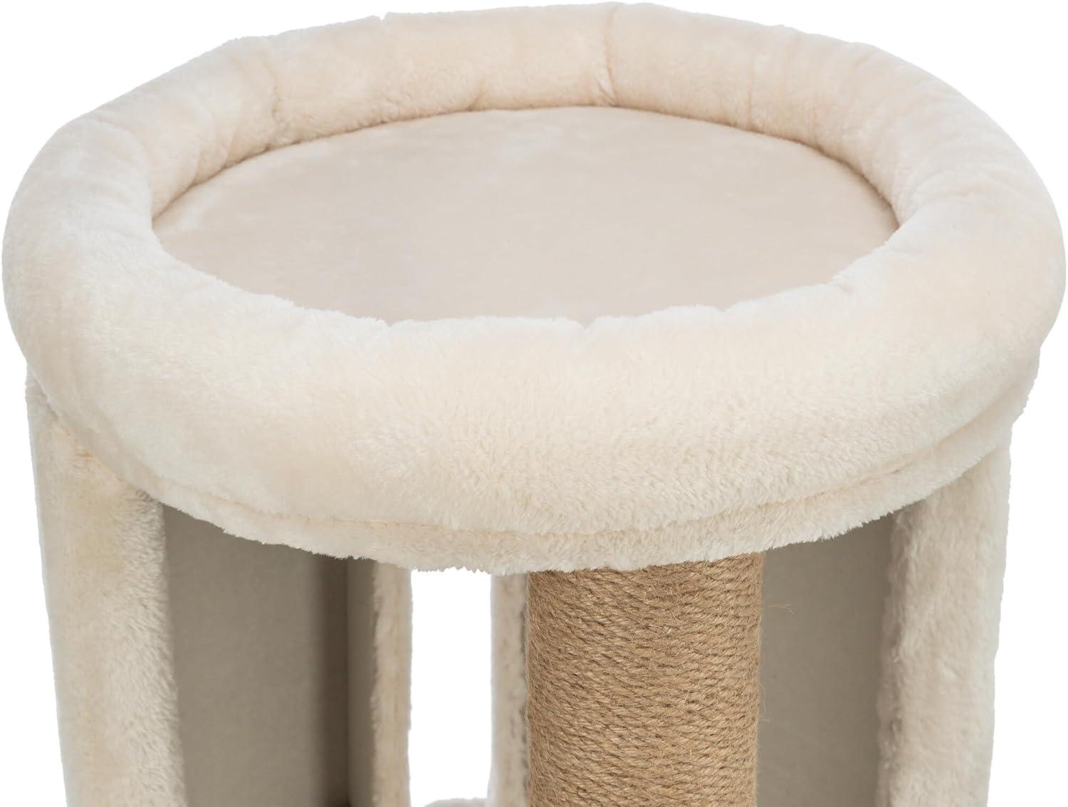 TRIXIE Giorgia Plush & Sisal 32" Cat Condo Tower, Scratching Posts  with Padded Bed, Beige