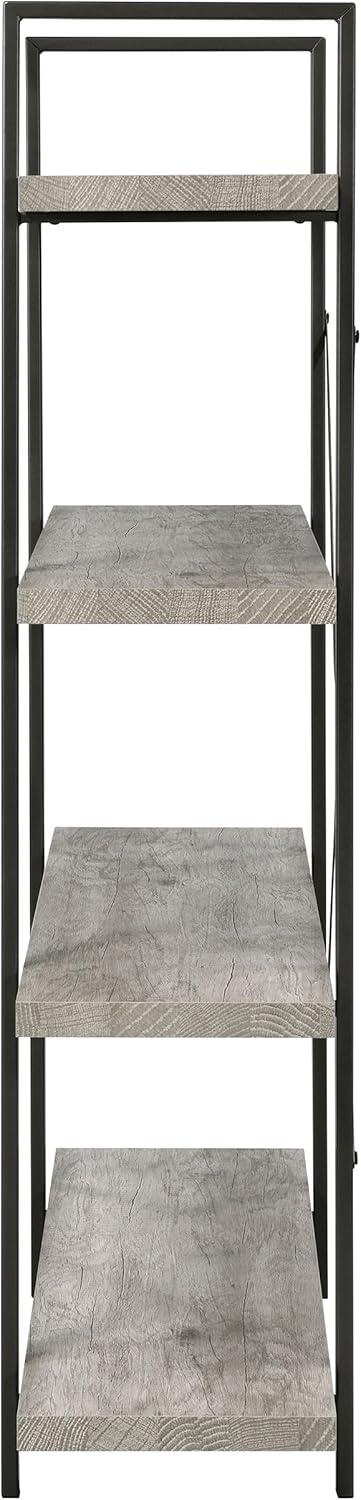 55" Cole 4 Shelf Bookcase with Frame Gray Driftwood/Gunmetal - Coaster