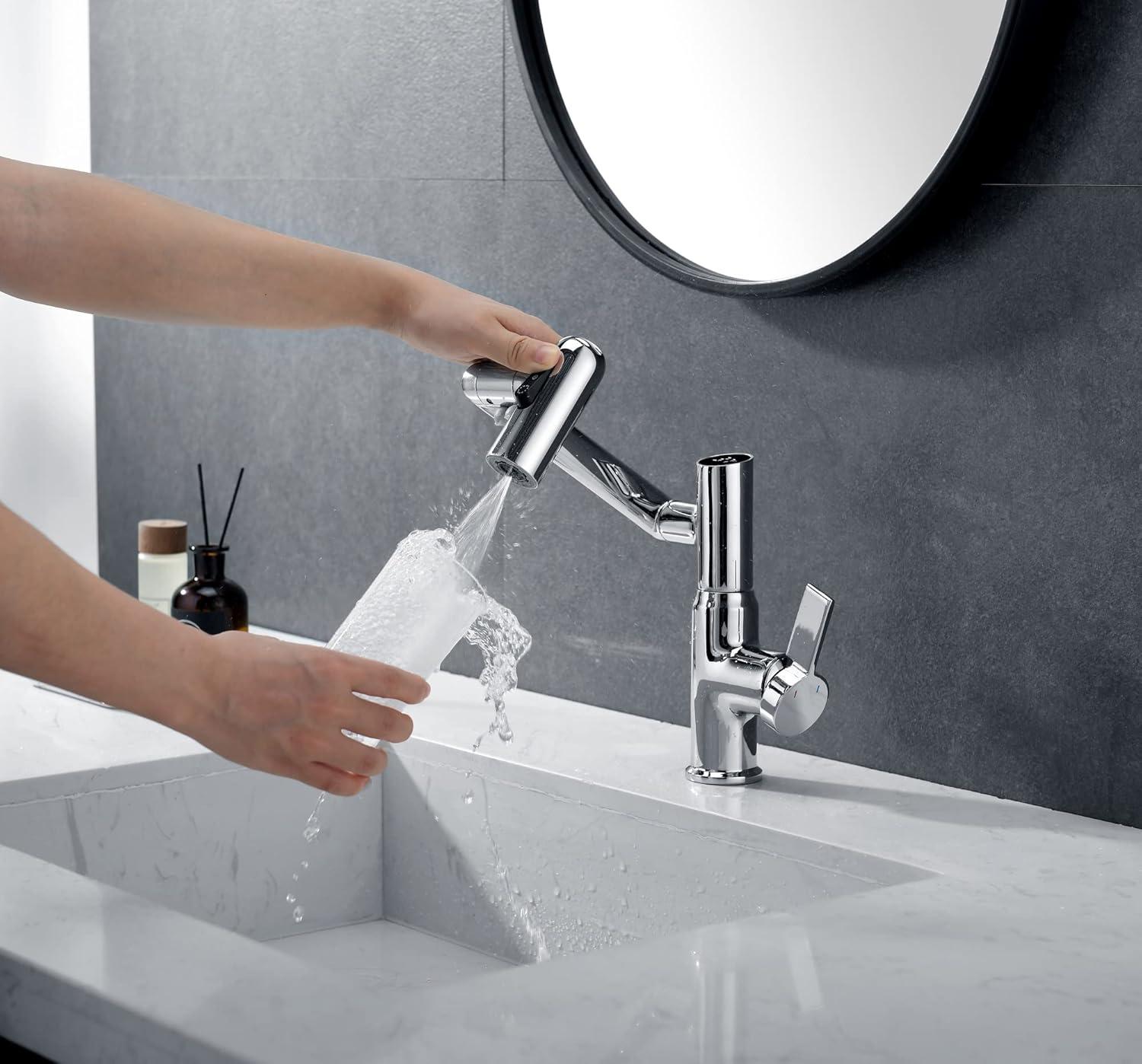 Lefton Rotatable Single Hole Bathroom Faucet with Temperature Display BF2204