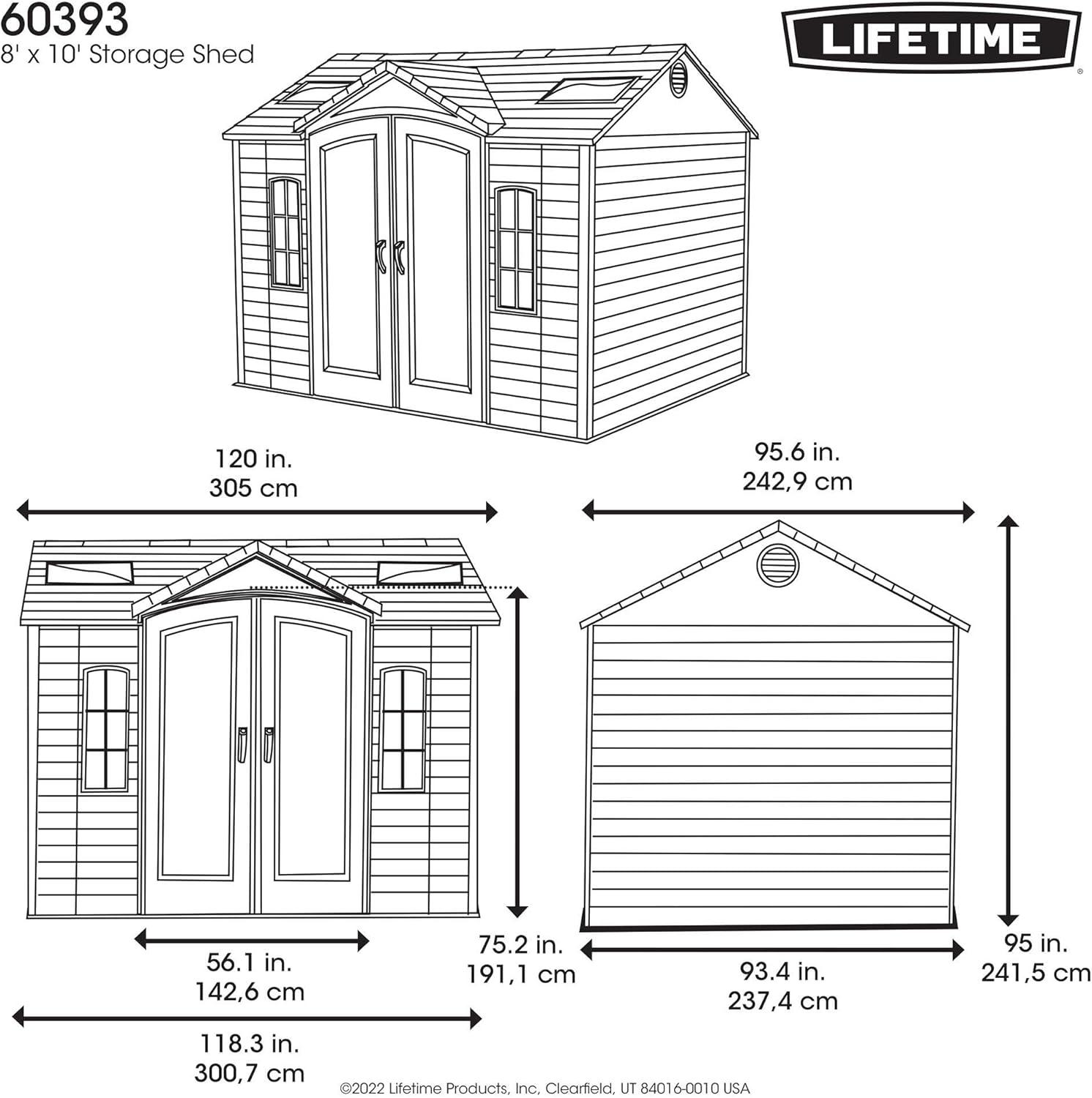 Lifetime 10 Ft. x 8 Ft. High-Density Polyethylene Outdoor Storage Shed with Steel-Reinforced Construction & Reviews | Wayfair