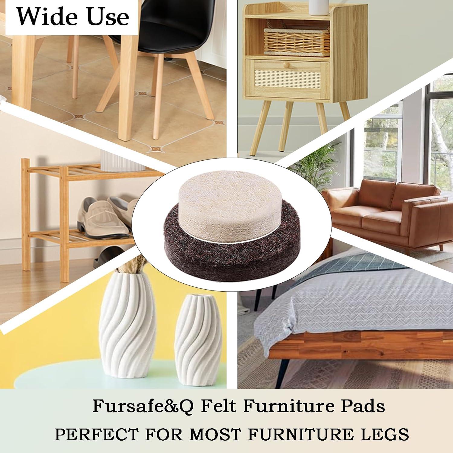 Fursafe&Q Felt Furniture Pads, Furniture Felt Pads for Hardwood Floors -Self Adhesive Chair Leg Floor Protectors, Protect from Nicks, Dents and Scratches, Chair Feet Protectors 136 Pcs Chair Feet