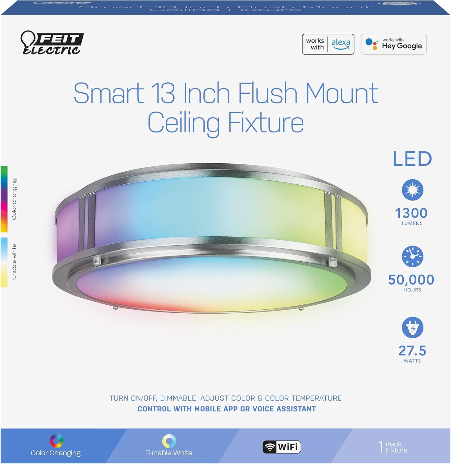 Feit Electric Flush Mount Ceiling Light, Nickel