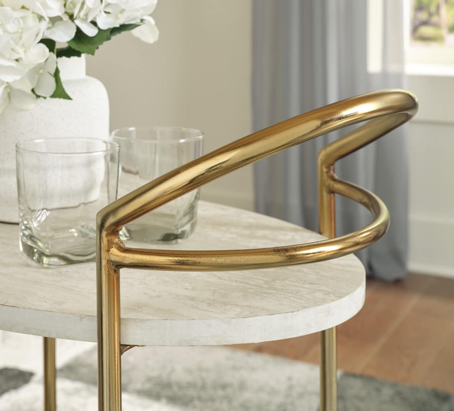 Signature Design by Ashley Casual Tarica Bar Cart  Cream/Gold Finish